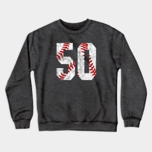 Vintage #50 Baseball Laces Baseball Mom Jersey Love Baseball Crewneck Sweatshirt